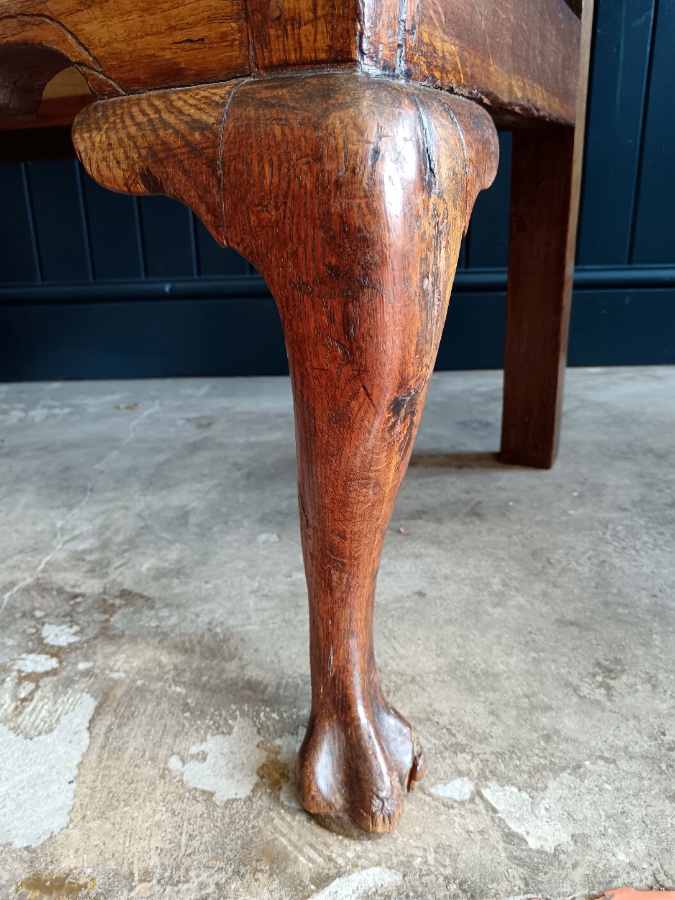 Small Georgian two seater oak Settle Bench (4).jpg